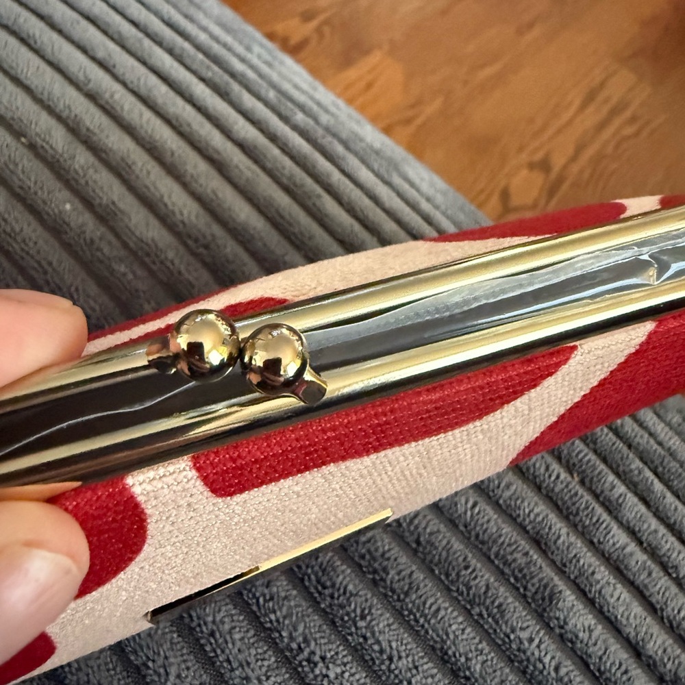 Miu Miu Red And White Clutch With Wristlet Or Cha… - image 6